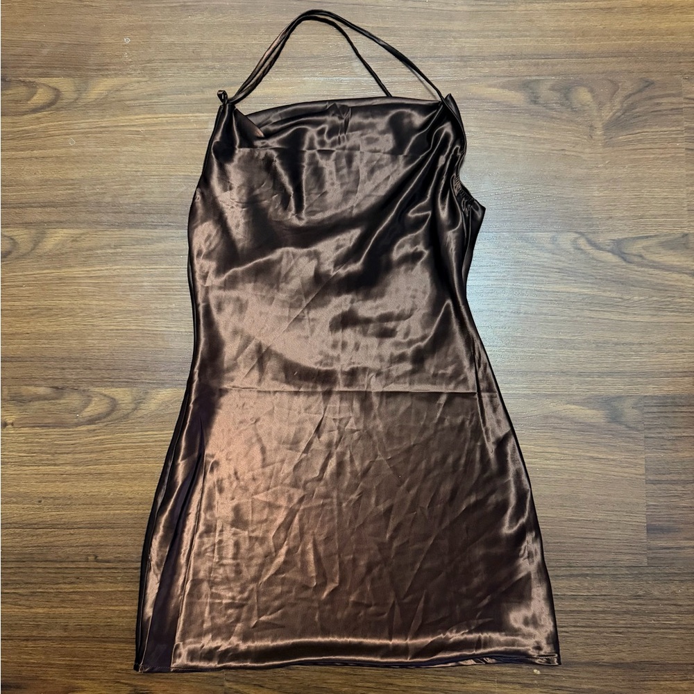 Divided Brown Silky Dress Size XS
